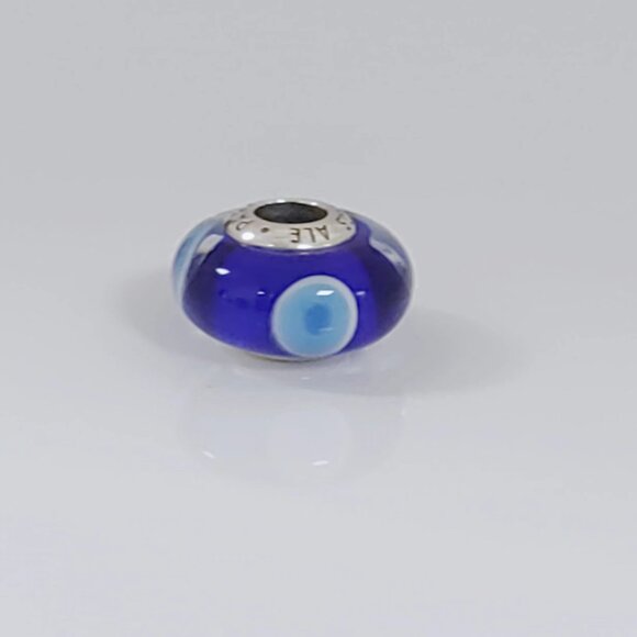 Pandora Evil Eye Protection Dark Blue Turquoise Murano Glass Bead Charm S925 ALE - Picture 1 of 3
